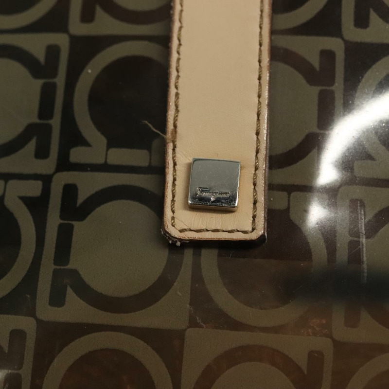 【日本直送】Salvatore Ferragamo Gancini 手提包 棕色乙烯基材質 正品 BA5292-9