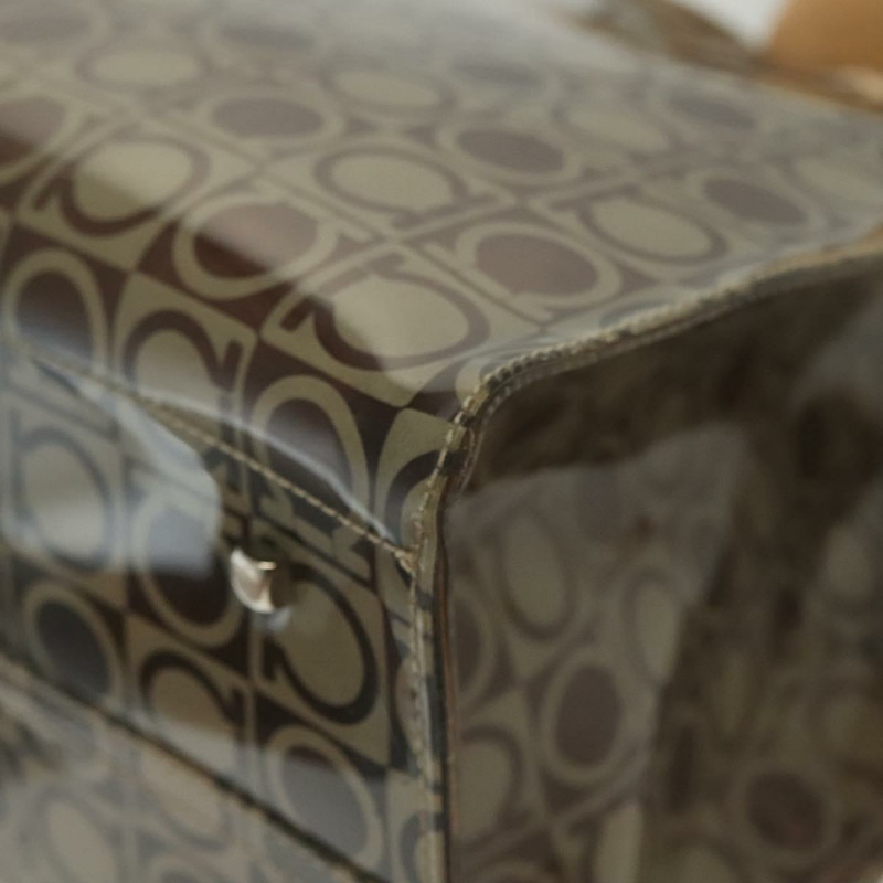 【日本直送】Salvatore Ferragamo Gancini 手提包 棕色乙烯基材質 正品 BA5292-13