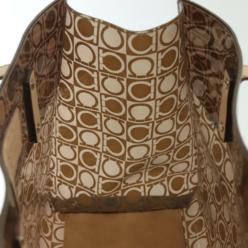 【日本直送】Salvatore Ferragamo Gancini 手提包 棕色乙烯基材質 正品 BA5292-16