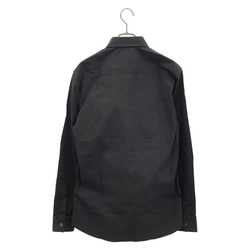 紀梵希 BM60GX100M #39 標誌刺繡長袖襯衫,純棉,黑色,二手-1