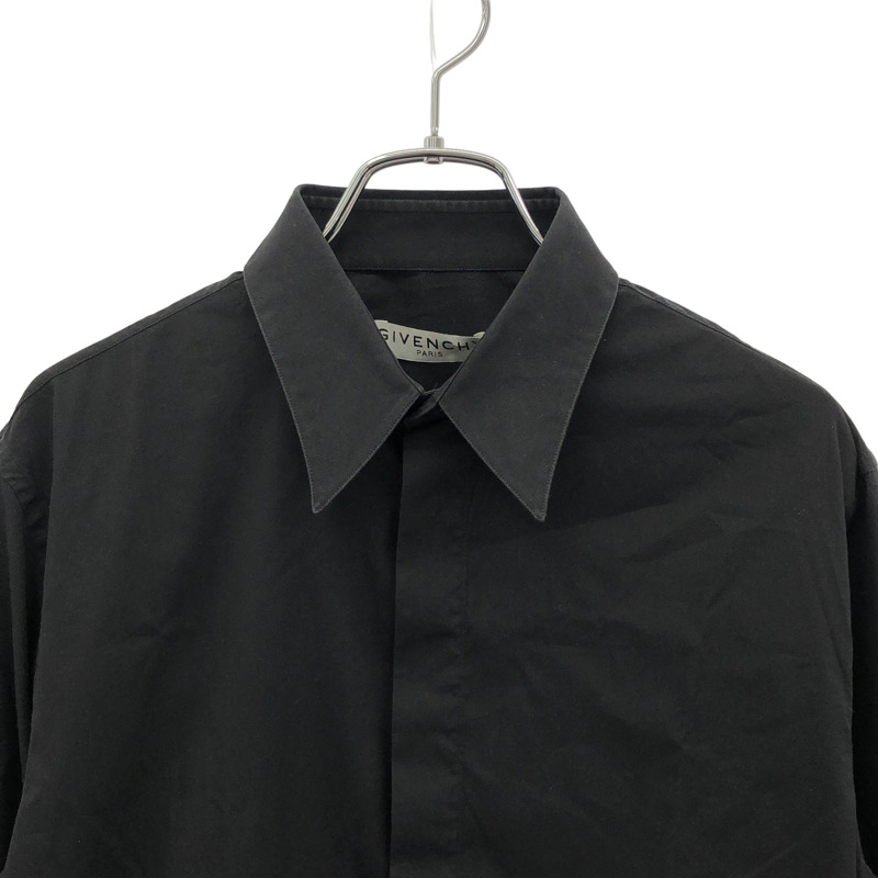 紀梵希 BM60GX100M #39 標誌刺繡長袖襯衫,純棉,黑色,二手-2