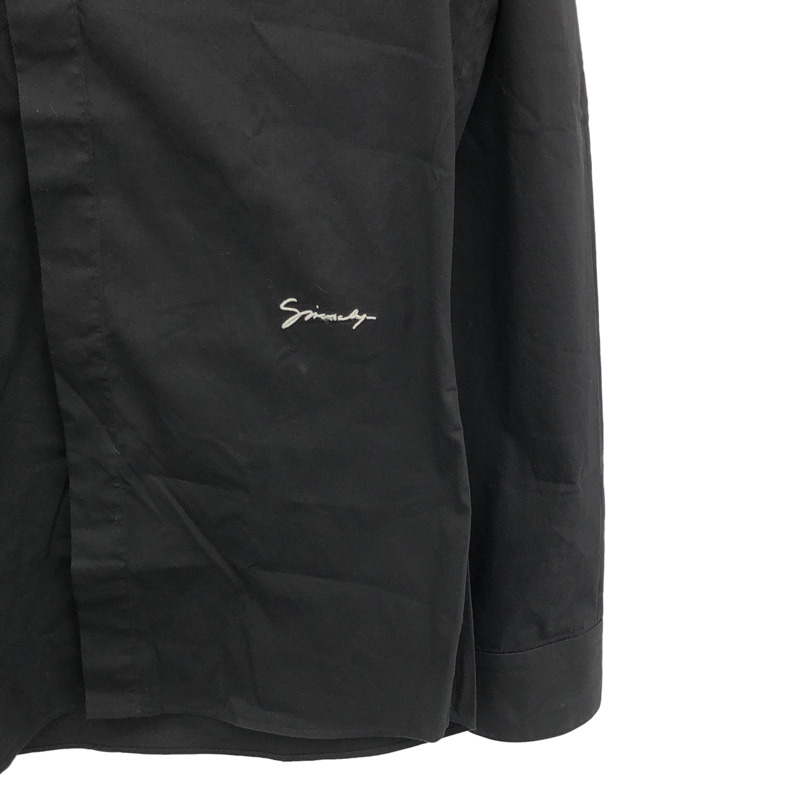 紀梵希 BM60GX100M #39 標誌刺繡長袖襯衫,純棉,黑色,二手-3