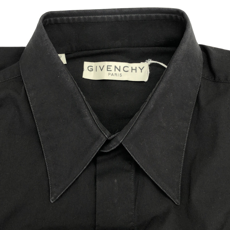 紀梵希 BM60GX100M #39 標誌刺繡長袖襯衫,純棉,黑色,二手-4