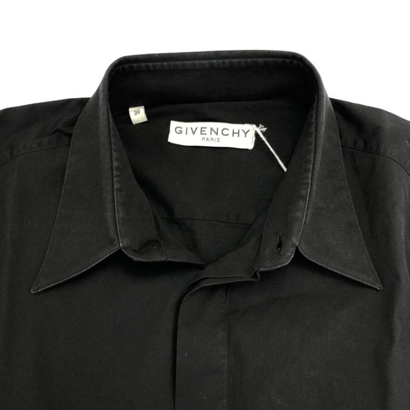 紀梵希 BM60GX100M #39 標誌刺繡長袖襯衫,純棉,黑色,二手-9