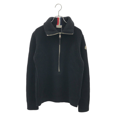 MONCLER 男士針織衫 S 碼拉鍊羊毛黑色二手