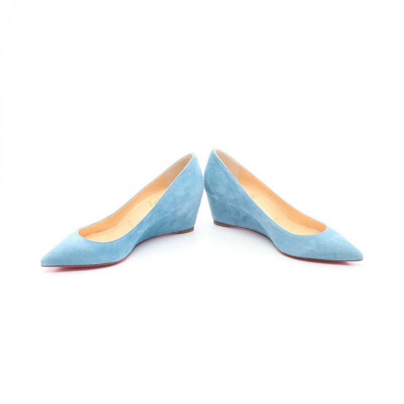 Christian Louboutin 藍色麂皮坡跟高跟鞋 #36 二手女款-2
