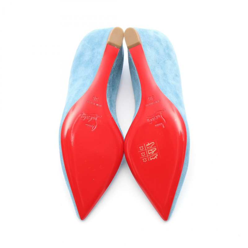 Christian Louboutin 藍色麂皮坡跟高跟鞋 #36 二手女款-3