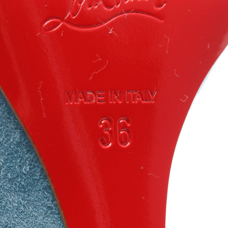Christian Louboutin 藍色麂皮坡跟高跟鞋 #36 二手女款-5