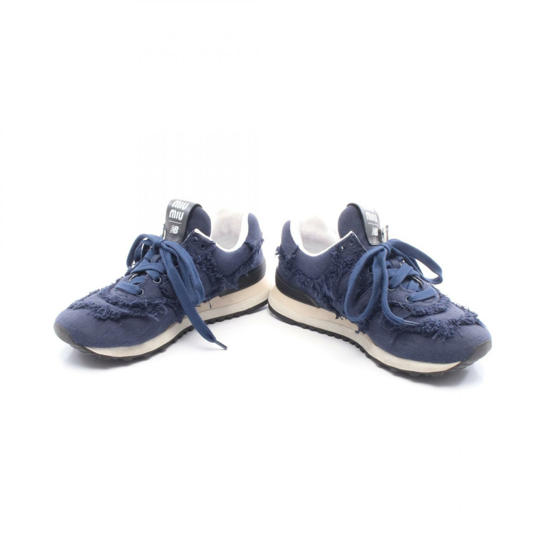 Miu Miu × NEW BALANCE 574 牛仔布殖民風格運動鞋 海軍藍 #37 二手女款-2