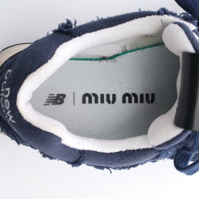 Miu Miu × NEW BALANCE 574 牛仔布殖民風格運動鞋 海軍藍 #37 二手女款-4