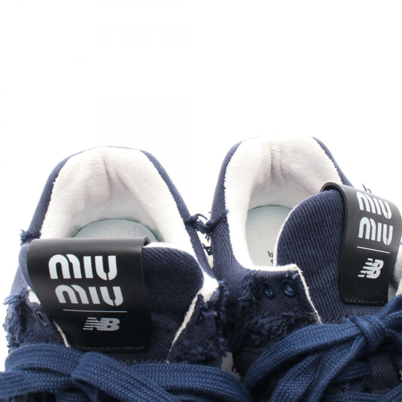 Miu Miu × NEW BALANCE 574 牛仔布殖民風格運動鞋 海軍藍 #37 二手女款-6