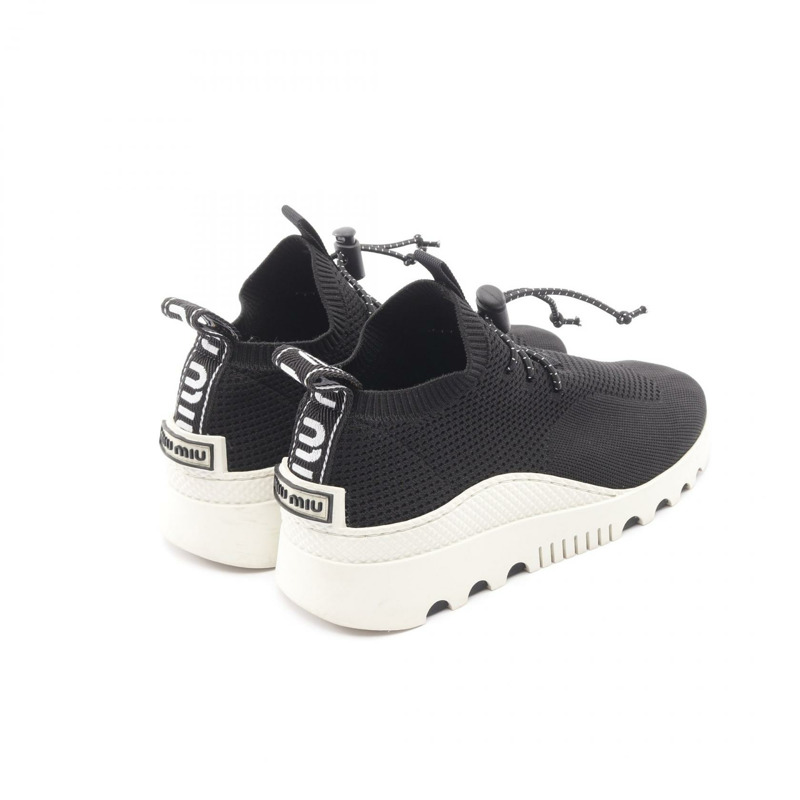 Miu Miu Logo 女士黑色帆布運動鞋，尺寸 36。-2