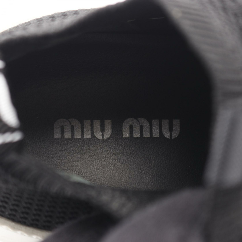 Miu Miu Logo 女士黑色帆布運動鞋，尺寸 36。-4