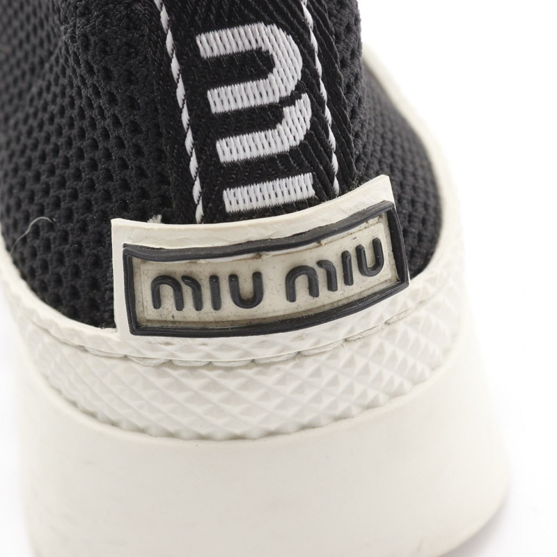 Miu Miu Logo 女士黑色帆布運動鞋，尺寸 36。-9