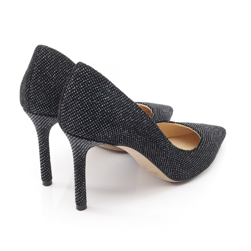 JIMMY CHOO 黑色銀色織品高跟鞋 #38.5 二手女鞋-1