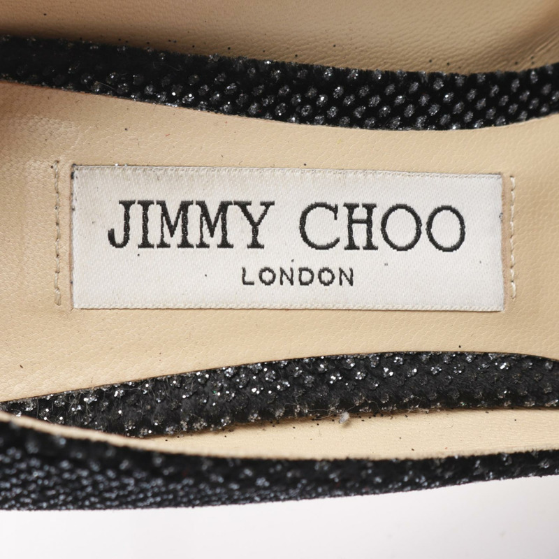 JIMMY CHOO 黑色銀色織品高跟鞋 #38.5 二手女鞋-4