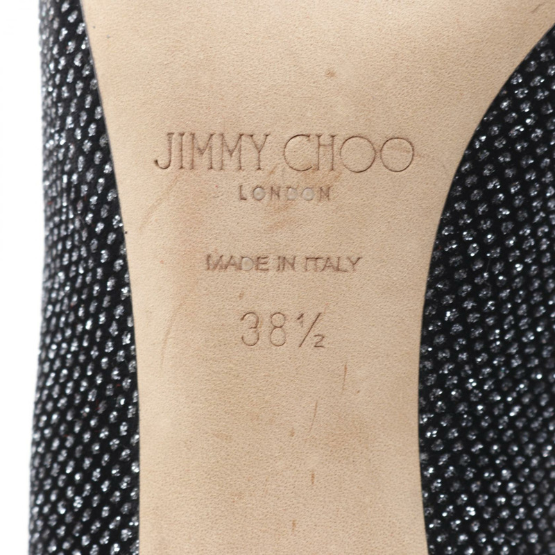 JIMMY CHOO 黑色銀色織品高跟鞋 #38.5 二手女鞋-5