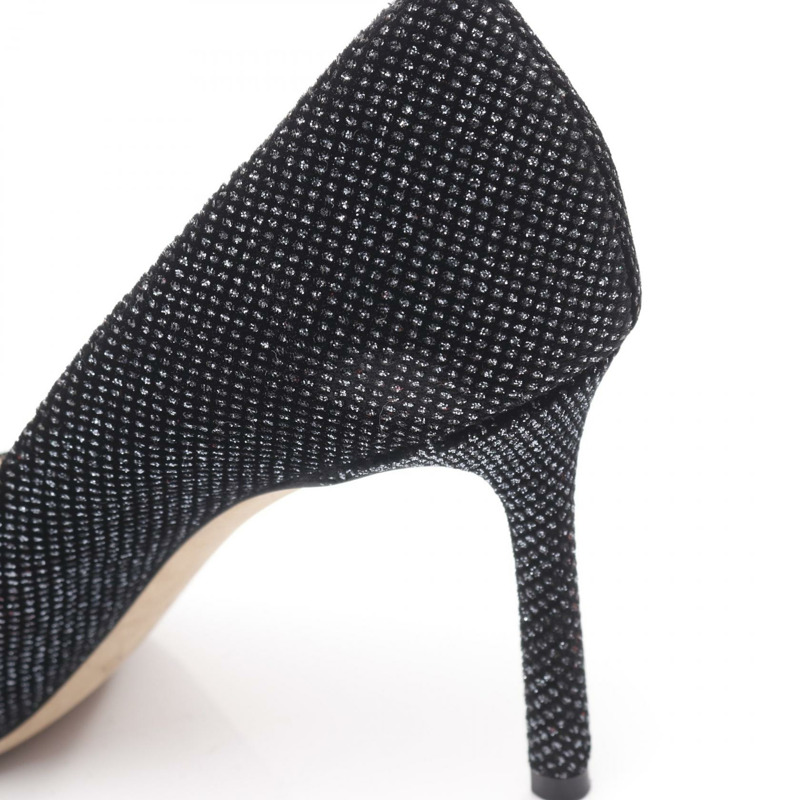 JIMMY CHOO 黑色銀色織品高跟鞋 #38.5 二手女鞋-9