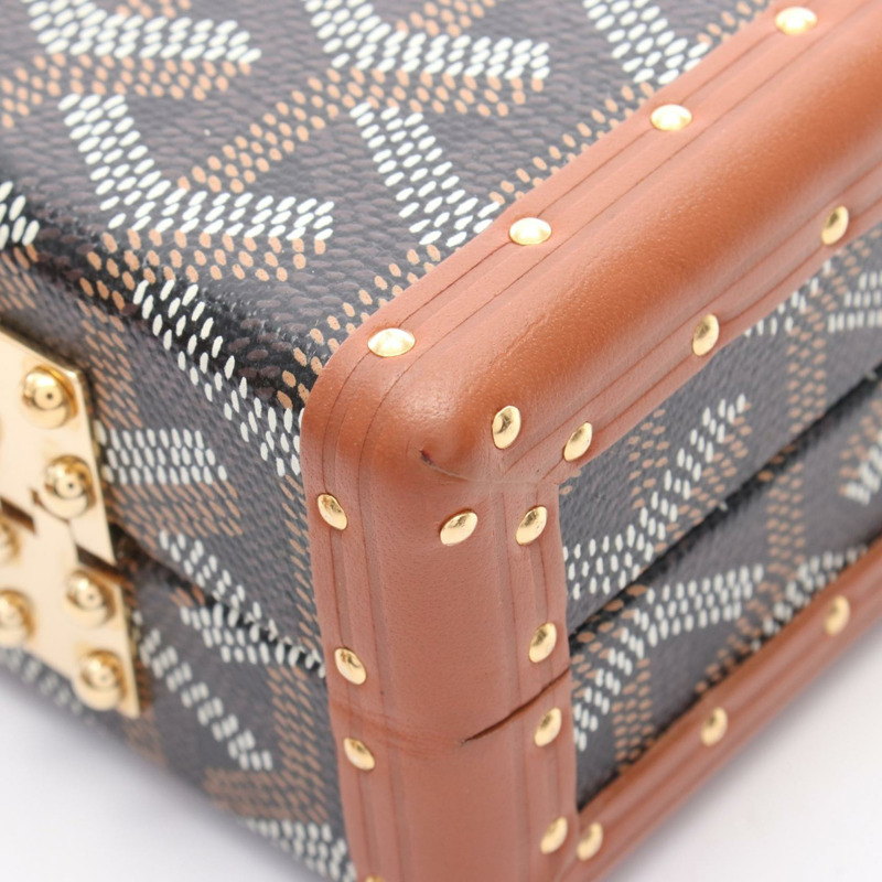 GOYARD Menodiaire Trunk 單肩包，帆布皮革材質，黑色、棕色、白色，二手女款-4
