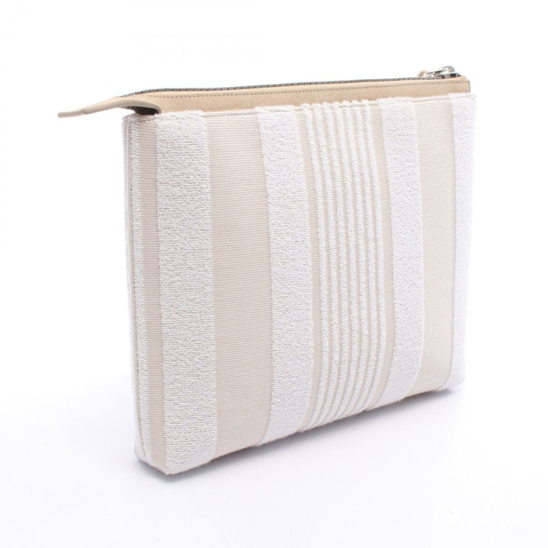 紀梵希 Logo 手拿包 BK60EAK1YD 絨面革 白色 米色 二手 女士-1