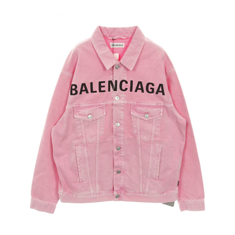 BALENCIAGA 36號粉紅棉質牛仔夾克，二手男款-0