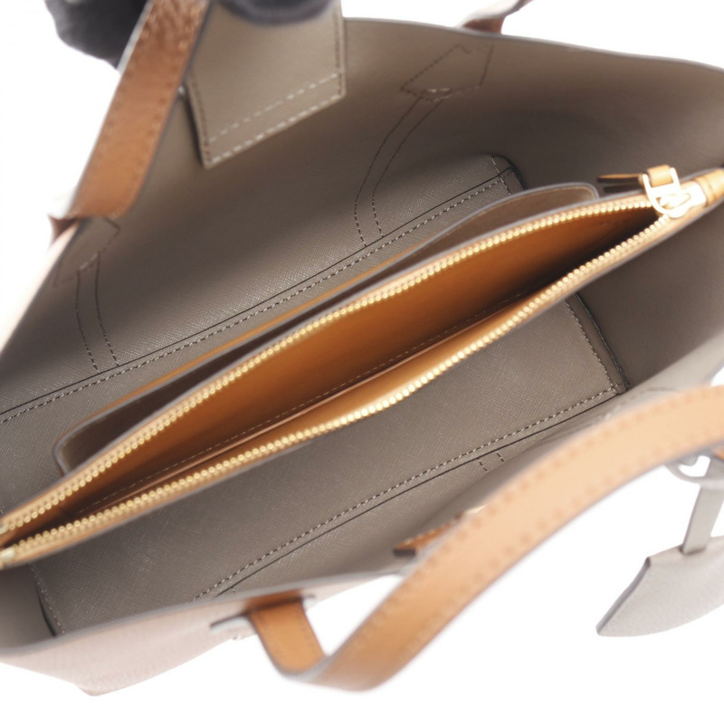 Tory Burch Perry 小型三隔層肩背手提包，棕色皮革，二手-2