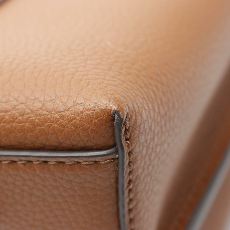 Tory Burch Perry 小型三隔層肩背手提包，棕色皮革，二手-4