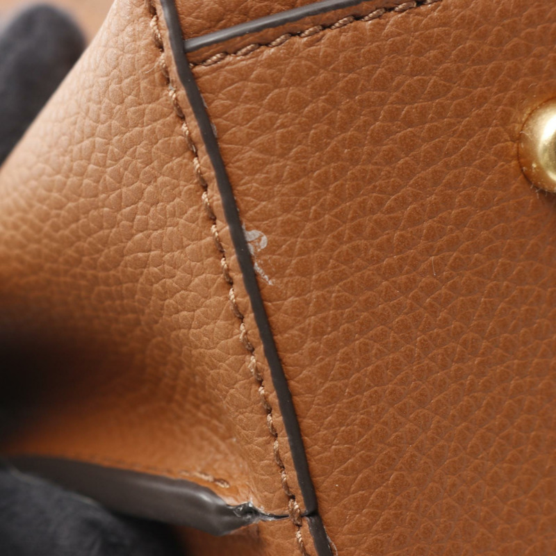 Tory Burch Perry 小型三隔層肩背手提包，棕色皮革，二手-5