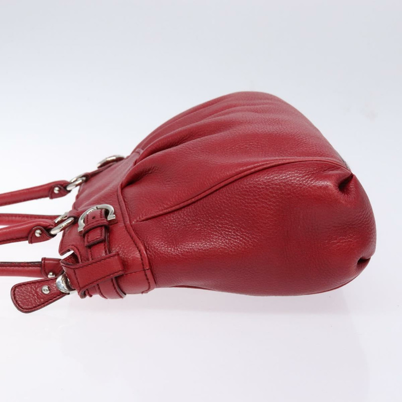 【日本直送】Salvatore Ferragamo Gancini 手提包 皮革 紅色 銀色 正品 141103-3