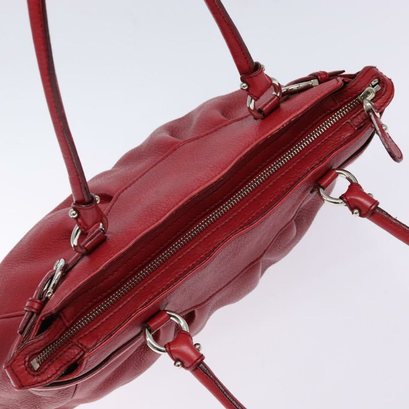 【日本直送】Salvatore Ferragamo Gancini 手提包 皮革 紅色 銀色 正品 141103-5