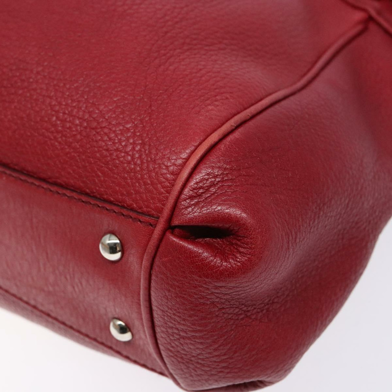 【日本直送】Salvatore Ferragamo Gancini 手提包 皮革 紅色 銀色 正品 141103-8