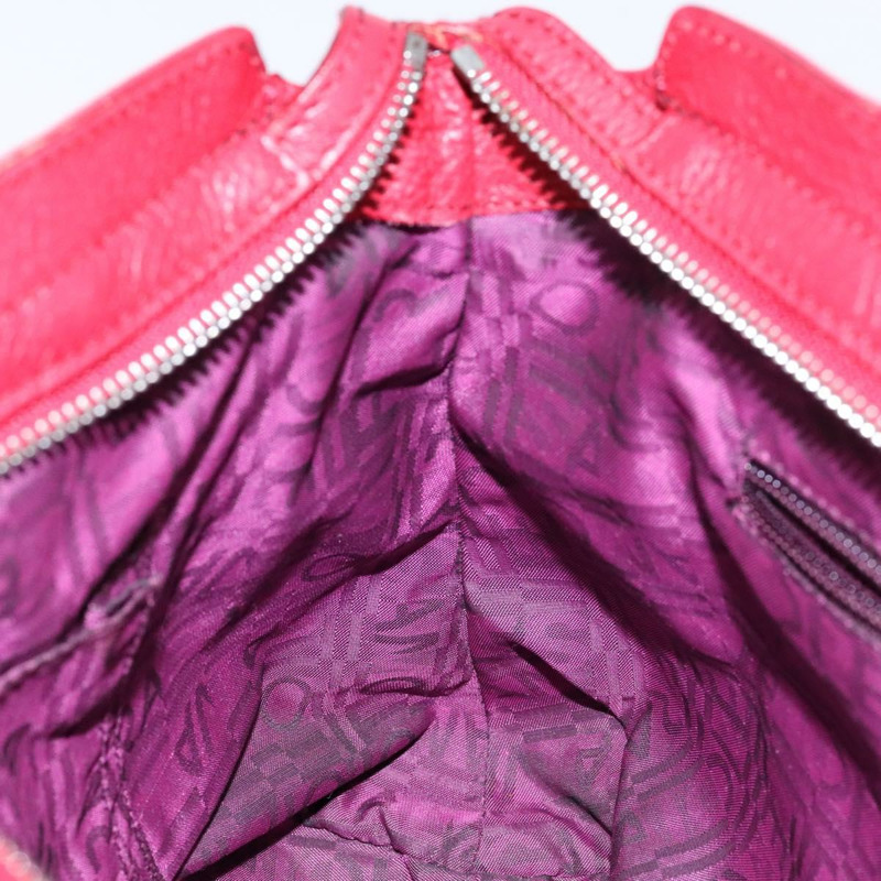 【日本直送】Salvatore Ferragamo Gancini 手提包 皮革 紅色 銀色 正品 141103-19