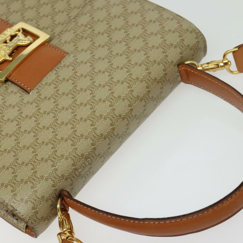 【日本直送】CELINE Macadam帆布手提包 PVC 兩用 米色 金色 正品 141009-5
