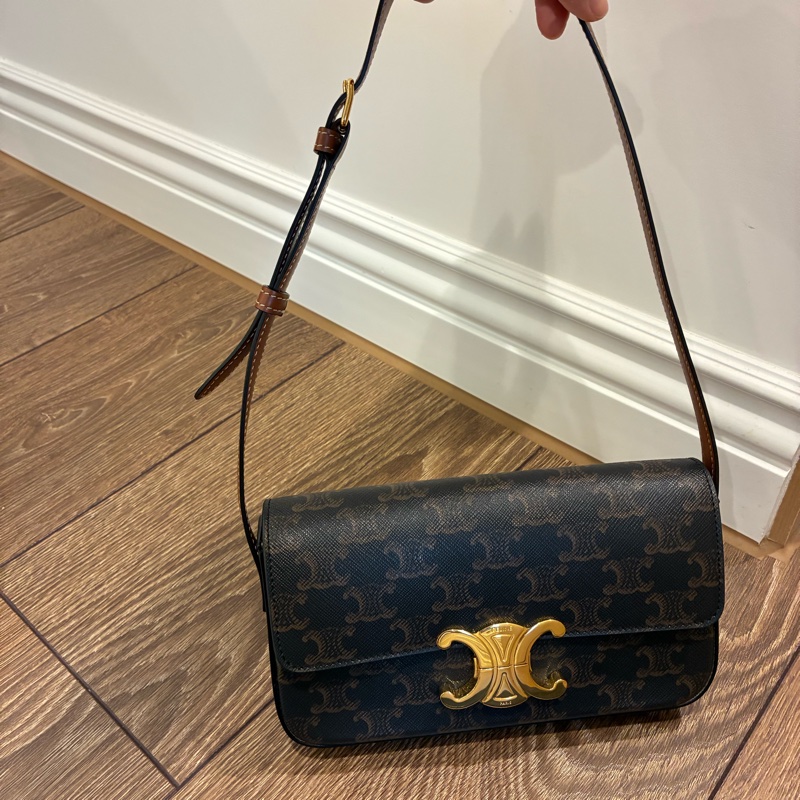 Celine老花腋下包-CLAUDE標誌印花牛皮革肩揹袋-2