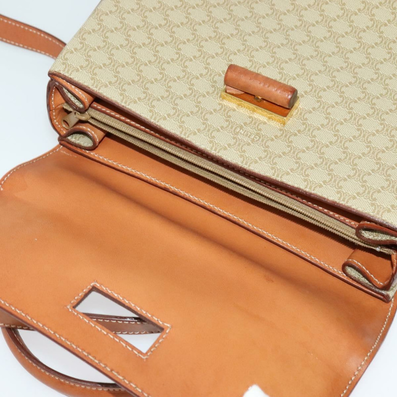 【日本直送】CELINE Macadam帆布手提包 PVC 兩用 米色 金色 正品 140987-9