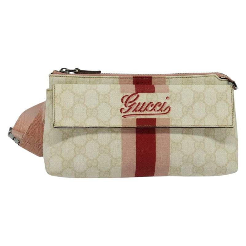 【日本直送】GUCCI GG Supreme Sherry Line 腰包 PVC 白色銀色 189815 正品 141909-0