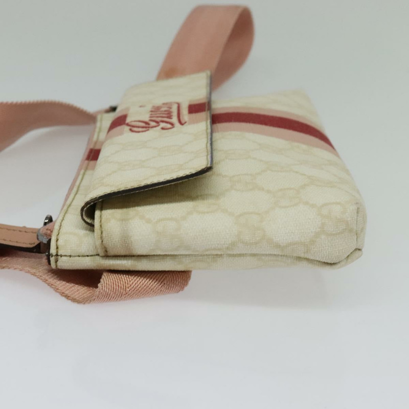 【日本直送】GUCCI GG Supreme Sherry Line 腰包 PVC 白色銀色 189815 正品 141909-2