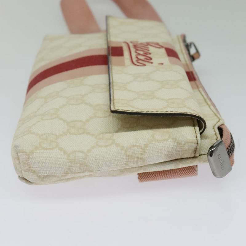 【日本直送】GUCCI GG Supreme Sherry Line 腰包 PVC 白色銀色 189815 正品 141909-3