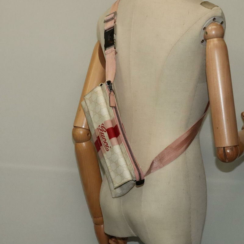 【日本直送】GUCCI GG Supreme Sherry Line 腰包 PVC 白色銀色 189815 正品 141909-20