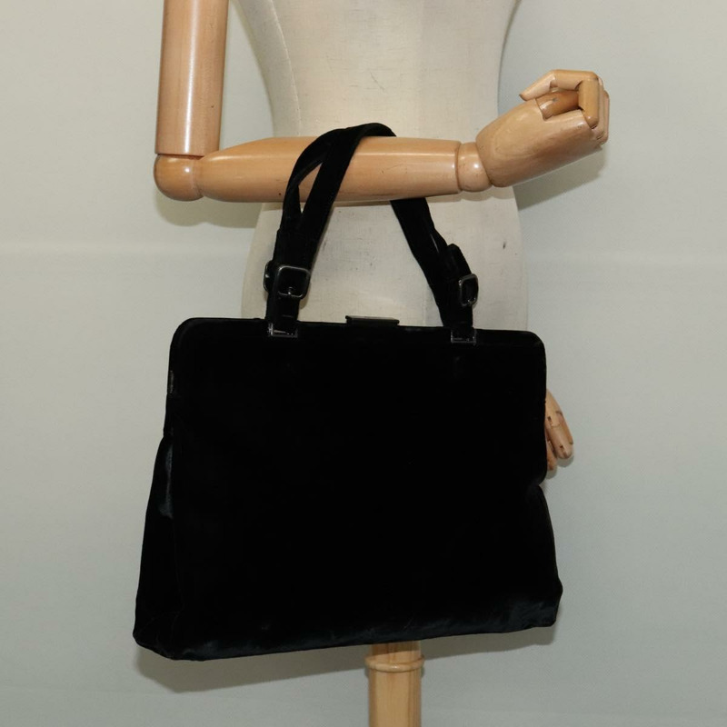 【日本直送】PRADA 手提包 絲絨 黑色 銀色 正品 141854-20