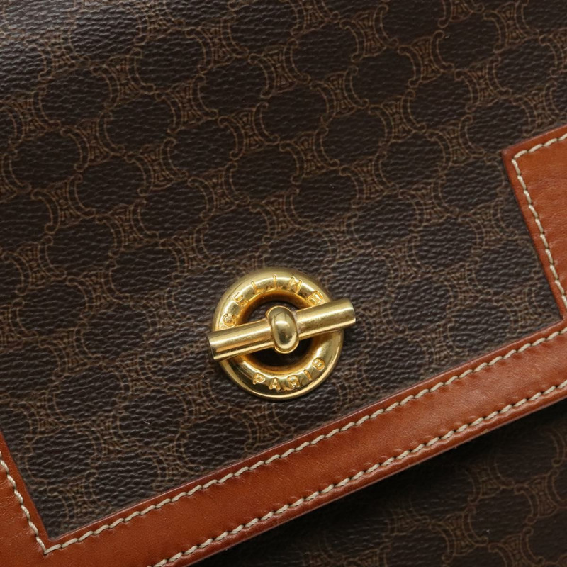 【日本直送】CELINE Macadam帆布手提包 PVC皮革 棕色 金色 正品 141010-16