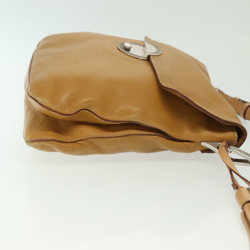 【日本直送】PRADA 皮革單背包 米色 銀色 正品 140921-2