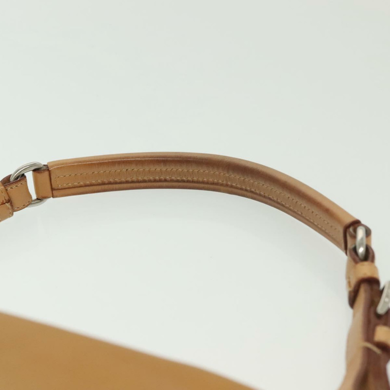 【日本直送】PRADA 皮革單背包 米色 銀色 正品 140921-7