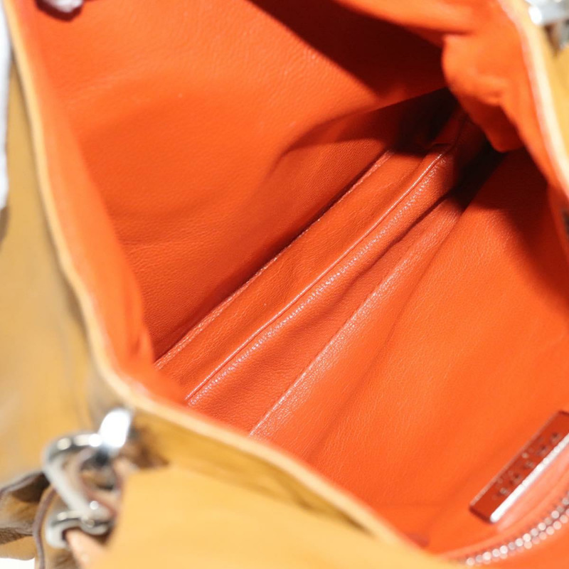 【日本直送】PRADA 皮革單背包 米色 銀色 正品 140921-9