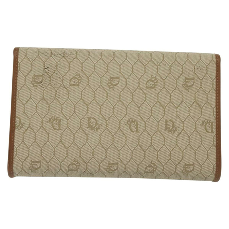 【日本直送】Christian Dior 蜂巢帆布鏈條單肩包 PVC 米色 金色 正品 141763-1