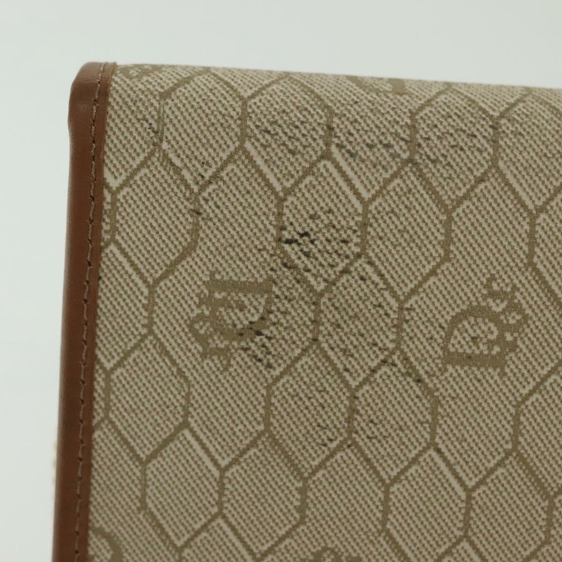 【日本直送】Christian Dior 蜂巢帆布鏈條單肩包 PVC 米色 金色 正品 141763-2