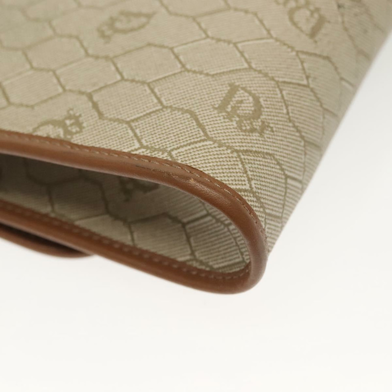 【日本直送】Christian Dior 蜂巢帆布鏈條單肩包 PVC 米色 金色 正品 141763-15