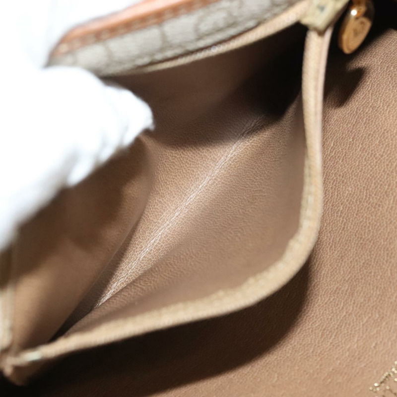 【日本直送】Christian Dior 蜂巢帆布鏈條單肩包 PVC 米色 金色 正品 141763-20