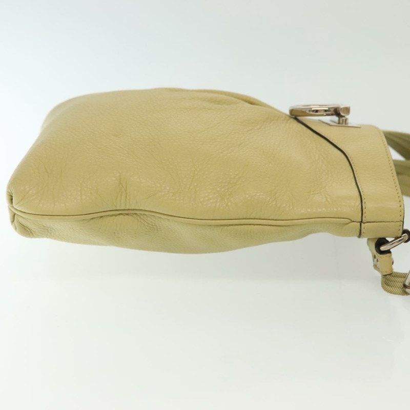 【日本直送】Salvatore Ferragamo Gancini 單肩包 皮革 黃色 銀色 正品 142164-2