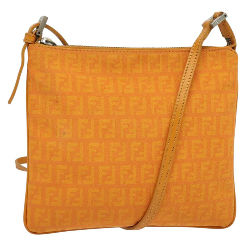 【日本直送】FENDI Zucchino帆布單肩包 橘色 銀色 正品 142160-0